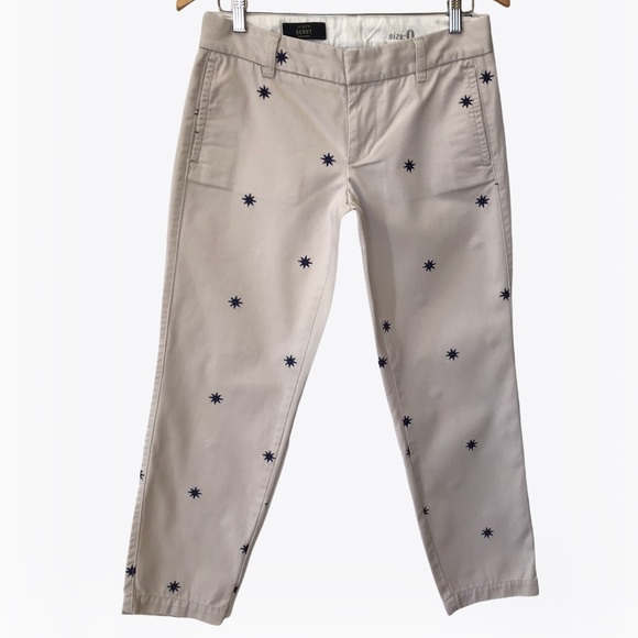 J. Crew Scout 100% Cotton Embroidered Stars Women’s Pants 0/2 - Picture 3 of 14